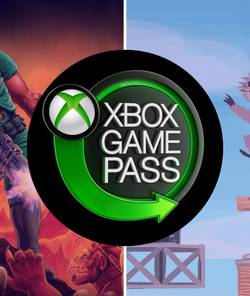 Split image of Doom 1993 and Ultimate Chicken Horse game covers behind Xbox Game Pass logo