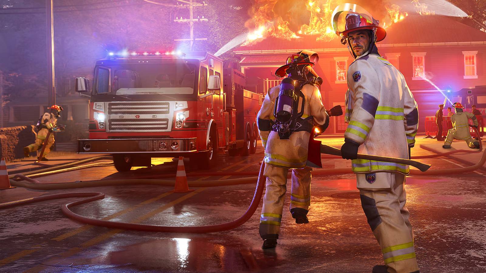 Firefighting Simulator Ignite key art neighborhood fire